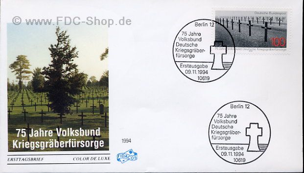 Ersttagsbrief BUND Mi-Nr: 1768, 75 Jahre Volksbund Deutscher Kriegsgräberfürsorge (VDK) (Stempel Berlin)