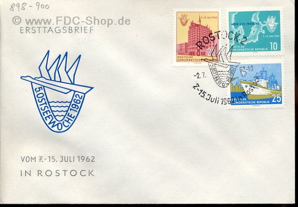 Ersttagsbrief DDR Mi-Nr: 898-900, Ostseewoche, Rostock
