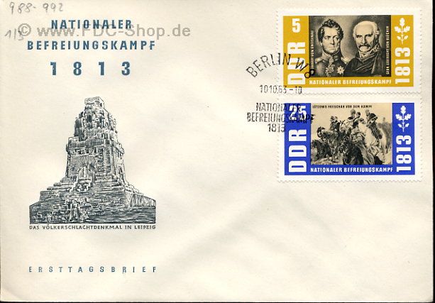Ersttagsbrief DDR Mi-Nr: 988+991, 150. Jahrestag der Befreiungskriege