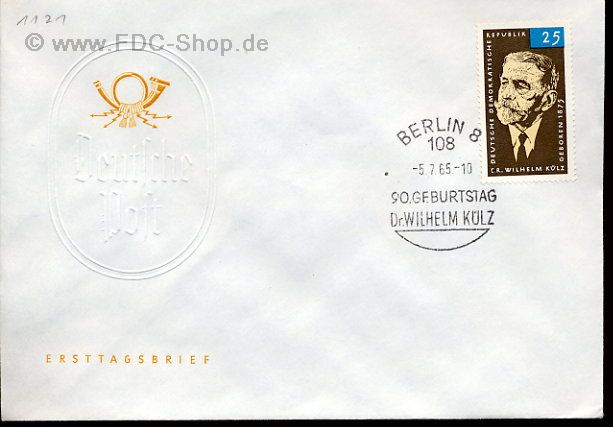 Ersttagsbrief DDR Mi-Nr: 1121, 90. Geburtstag von Wilhelm Külz