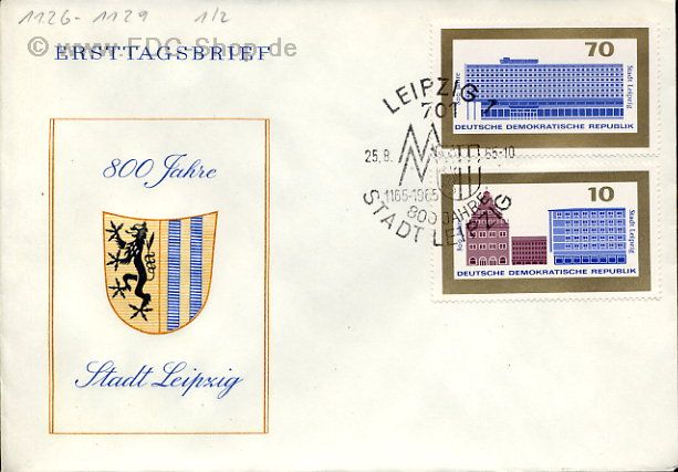 Ersttagsbrief DDR Mi-Nr: 1126+1129, 800 Jahre Stadt Leipzig