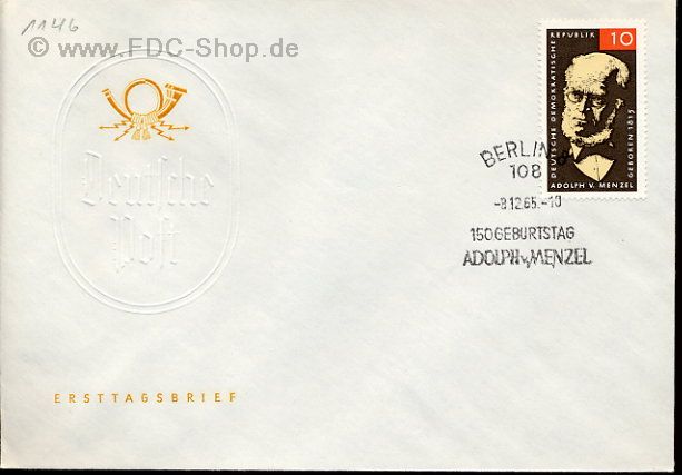 Ersttagsbrief DDR Mi-Nr: 1146, 150. Geburtstag von Adolph von Menzel