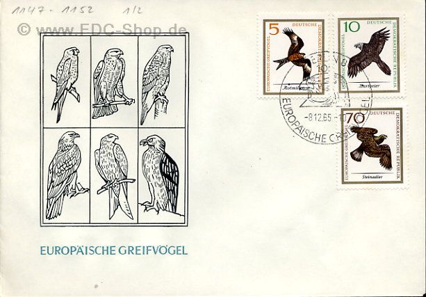 Ersttagsbrief DDR Mi-Nr: 1147+1148+1152, Europäische Greifvögel