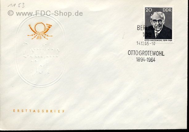 Ersttagsbrief DDR Mi-Nr: 1153, 1. Todestag von Otto Grotewohl