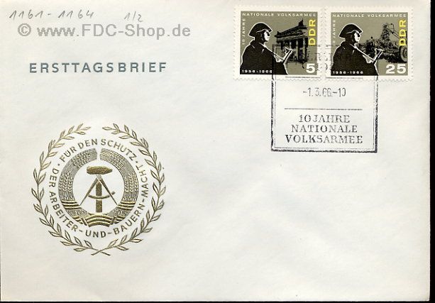 Ersttagsbrief DDR Mi-Nr: 1161+1164, 10 Jahre Nationale Volksarmee (NVA)