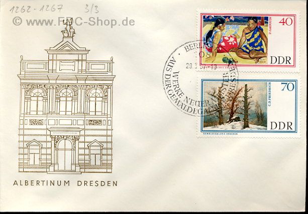 Ersttagsbrief DDR Mi-Nr: 1265+1267, Staatliche Kunstsammlung Dresden, Galerie Neue Meister: Gemälde