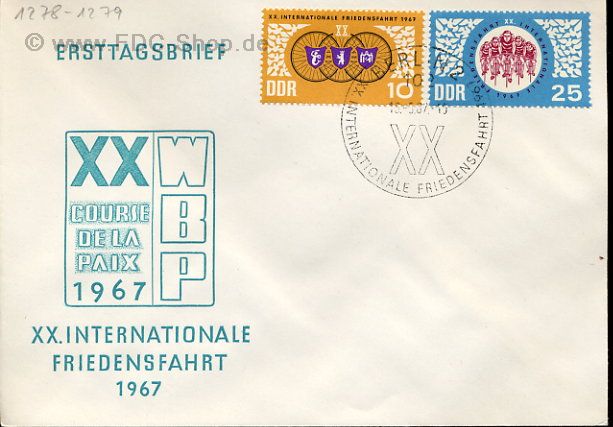 Ersttagsbrief DDR Mi-Nr: 1278-1279, Internationale Radfernfahrt für den Frieden, Warschau - Berlin - Prag