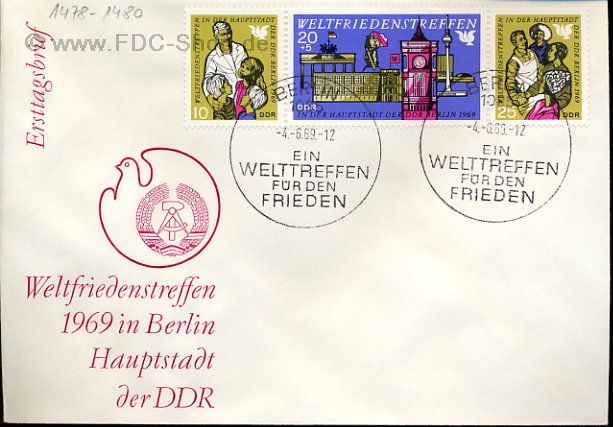 Ersttagsbrief DDR Mi-Nr: 1478-1480, Weltfriedenstreffen, Berlin