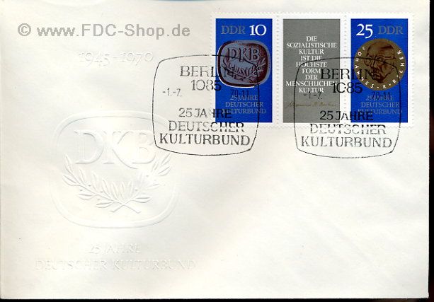 Ersttagsbrief DDR Mi-Nr: 1592-1593, 25 Jahre Deutscher Kulturbund