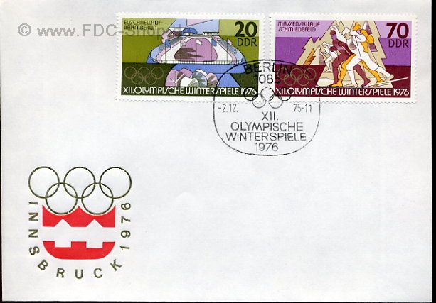 Ersttagsbrief DDR Mi-Nr: 2101+2104, Olympische Winterspiele 1976, Innsbruck