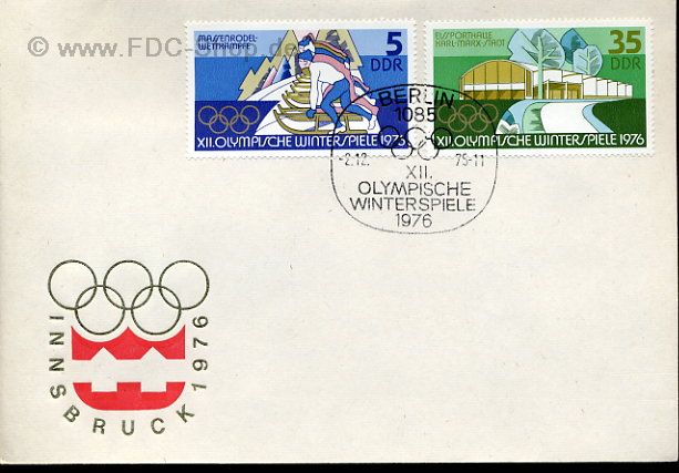 Ersttagsbrief DDR Mi-Nr: 2099+2103, Olympische Winterspiele 1976, Innsbruck