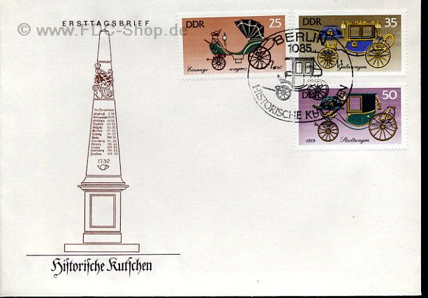 Ersttagsbrief DDR Mi-Nr: 2149+2150+2152, Historische Kutschen