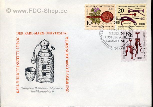 Ersttagsbrief DDR Mi-Nr: 2640+2641+2645, Karl-Sudhoff-Institut, Leipzig: Medizinhistorische Sammlung