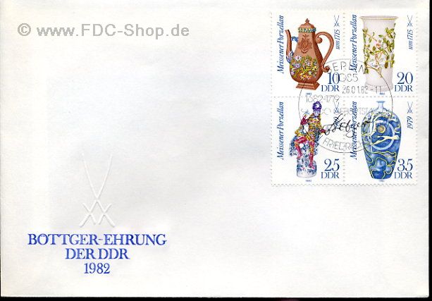 Ersttagsbrief DDR Mi-Nr: 2667-2670, Meissener Porzellan, Viererblock