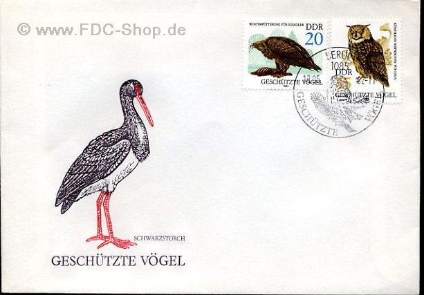 Ersttagsbrief DDR Mi-Nr: 2703+2705, Geschützte Greifvögel