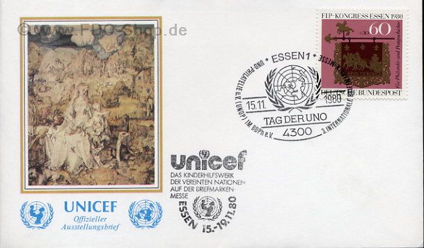 Sonderbrief BUND, Mi-Nr. 1065, Kongreß des Internationalen Philatelisten Verbandes (FIP), Essen