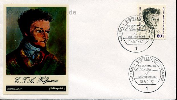 Ersttagsbrief BERLIN Mi-Nr: 426, 150. Todestag von Ernst Theodor Wilhelm (Amadeus) Hoffmann