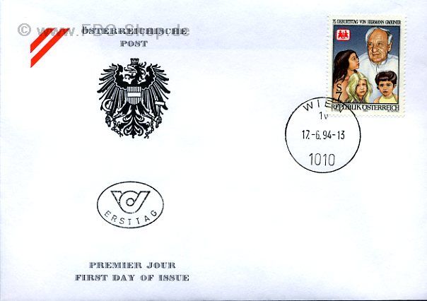 Ersttagsbrief Österreich Mi-Nr: 2128, 75. Geburtstag von Hermann Gmeiner