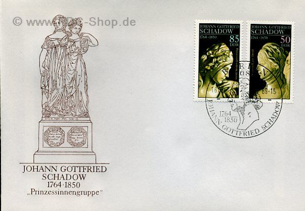 Ersttagsbrief DDR Mi-Nr: 3250-3251, 225. Geburtstag von Johann Gottfried Schadow