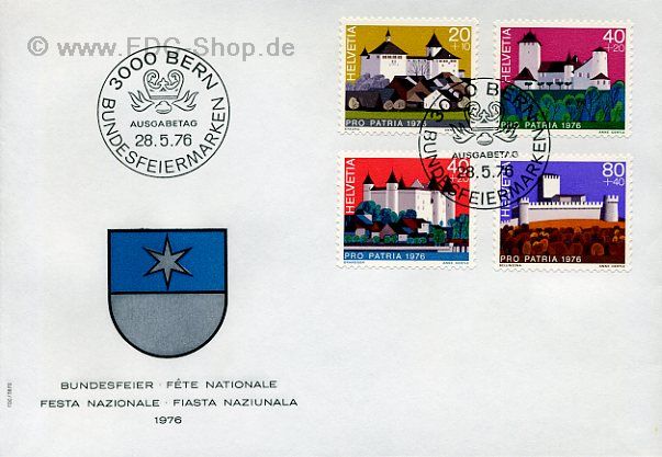 Ersttagsbrief Schweiz Mi-Nr: 1075-1078, Bundesfeier; Schweizer Schlösser