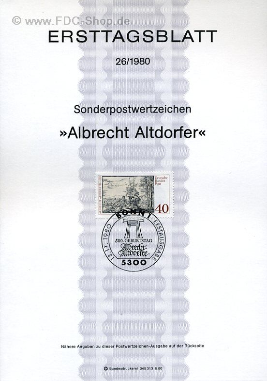 Ersttagsblatt BUND (26/1980) Mi-Nr: 1067, Albrecht Altdorfer