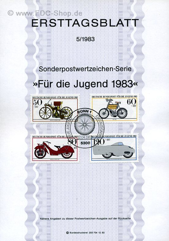 Ersttagsblatt BUND (05/1983) Mi-Nr: 1168-1171, Für die Jugend