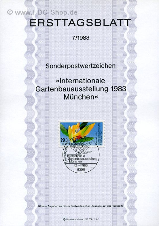 Ersttagsblatt BUND (07/1983) Mi-Nr: 1174, Internationale Gartenbauausstellung 1983 München