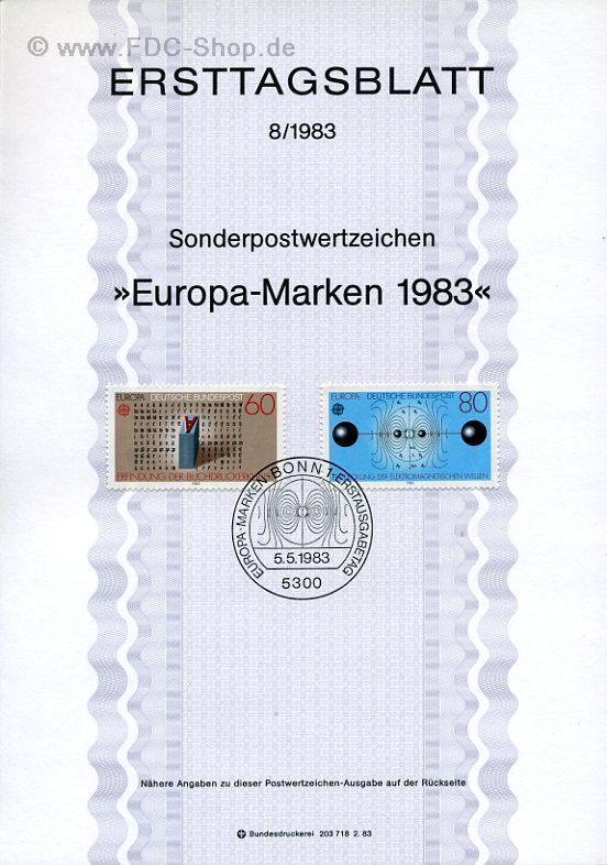Ersttagsblatt BUND (08/1983) Mi-Nr: 1175-1176, Europa-Marken 1983