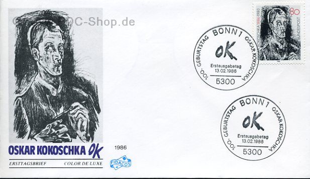 Ersttagsbrief BUND Mi-Nr: 1272, 100. Geburtstag von Oskar Kokoschka