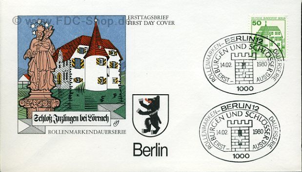 Ersttagsbrief BERLIN Mi-Nr: 615, Freimarke: Burgen und Schlösser