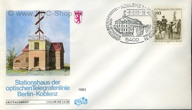 Ersttagsbrief BERLIN Mi-Nr: 693, 150 Jahre Telegraphenlinie Berlin-Koblenz