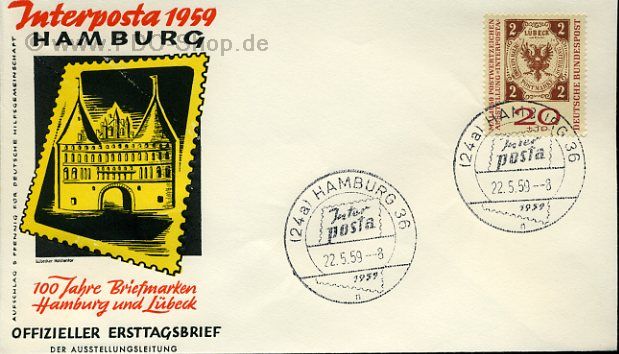 Ersttagsbrief BUND Mi-Nr: 311a, Internationale Postwertzeichen-Ausstellung INTERPOSTA, Hamburg
