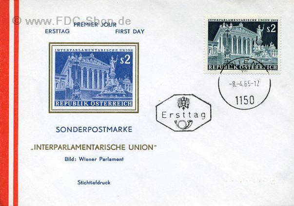 Ersttagsbrief Österreich Mi-Nr: 1290, Frühjahrstagung der Interparlamentarischen Union, Wien