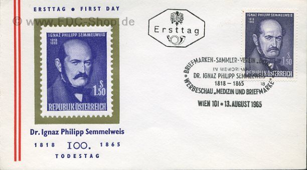 Ersttagsbrief Österreich Mi-Nr: 1192, 100. Todestag von Ignaz Philipp Semmelweis