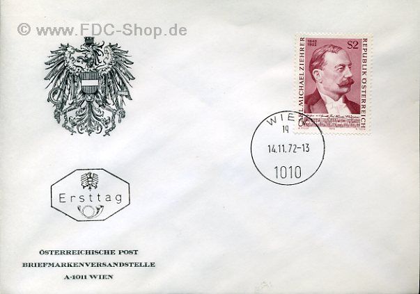 Ersttagsbrief Österreich Mi-Nr: 1403, 50. Todestag von Carl Michael Ziehrer