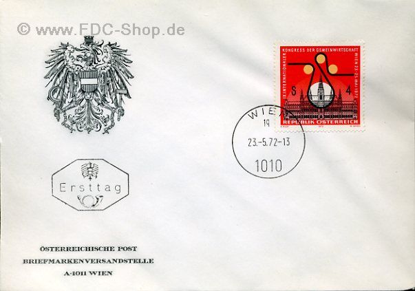 Ersttagsbrief Österreich Mi-Nr: 1388, Internationaler Kongreß der Gemeinwirtschaft, Wien