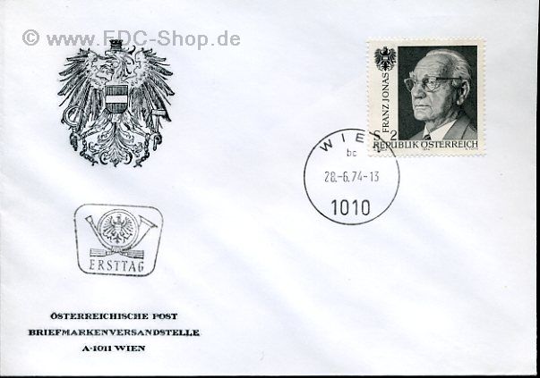 Ersttagsbrief Österreich Mi-Nr: 1458, Tod von Franz Jonas