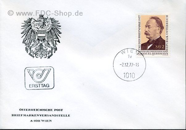 Ersttagsbrief Österreich Mi-Nr: 1563, Tag der Briefmarke 1977