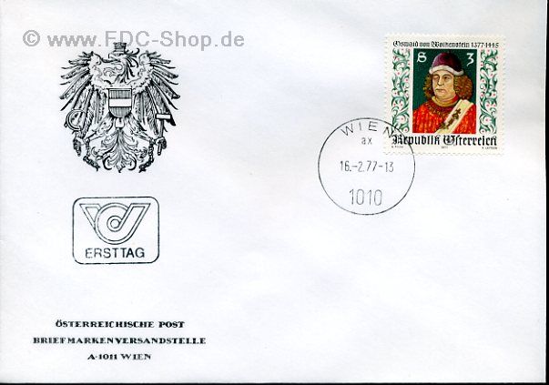 Ersttagsbrief Österreich Mi-Nr: 1541, 600. Geburtstag von Oswald von Wolkenstein