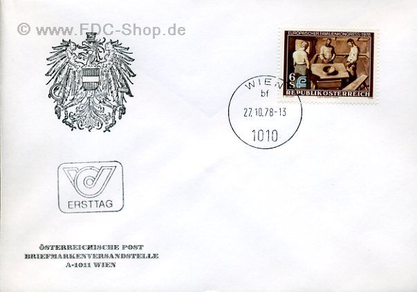 Ersttagsbrief Österreich Mi-Nr: 1587, Europäischer Familienkongreß