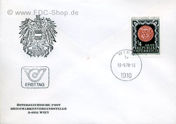 Ersttagsbrief Österreich Mi-Nr: 1583, 850 Jahre Stadt Graz
