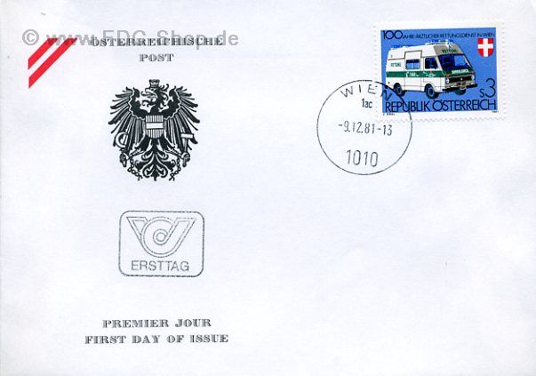 Ersttagsbrief Österreich Mi-Nr: 1694, 100 Jahre Ärztlicher Rettungsdienst, Wien