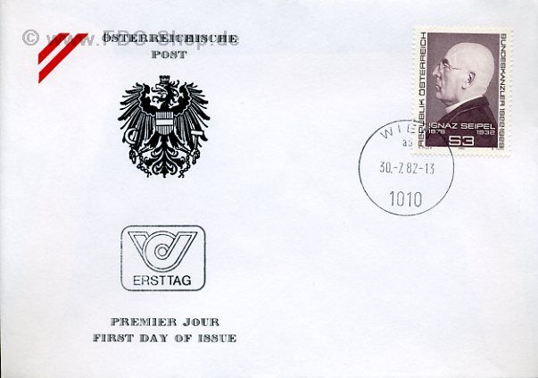 Ersttagsbrief Österreich Mi-Nr: 1712, 50. Todestag von Ignaz Seipel
