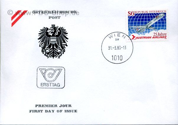 Ersttagsbrief Österreich Mi-Nr: 1734, 25 Jahre Austrian Airlines