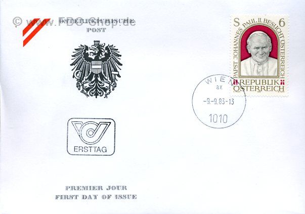Ersttagsbrief Österreich Mi-Nr: 1749, Papstbesuch in Österreich