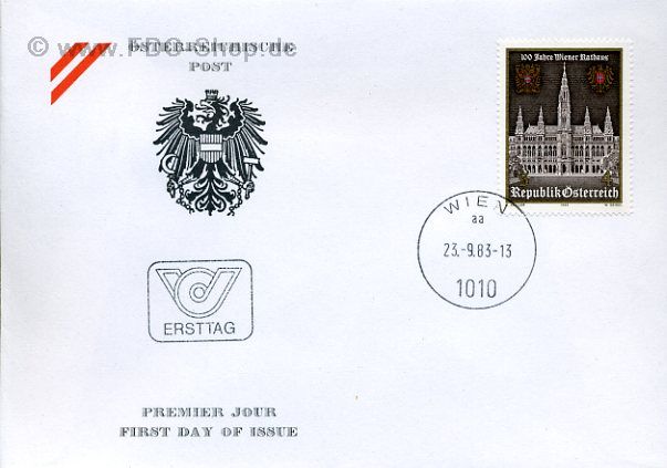 Ersttagsbrief Österreich Mi-Nr: 1752, 100 Jahre Wiener Rathaus