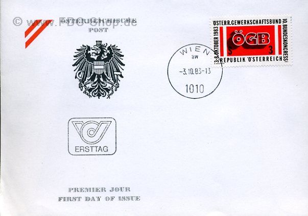 Ersttagsbrief Österreich Mi-Nr: 1754, Bundeskongreß des Österreichischen Gewerkschaftsbundes