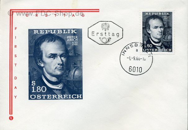 Ersttagsbrief Österreich Mi-Nr: 1216, 200. Todestag von Peter Anich