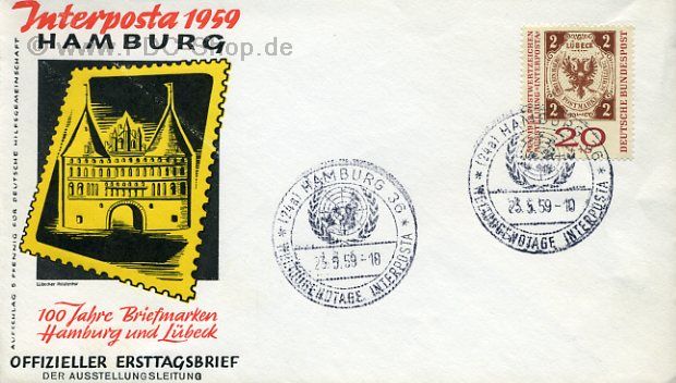 Sonderbrief BUND Mi-Nr: 311a, Internationale Postwertzeichenausstellung INTERPOSTA, Hamburg