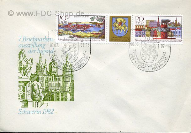 Ersttagsbrief DDR Mi-Nr: 2722-2723, Briefmarkenausstellung der Jugend, Schwerin